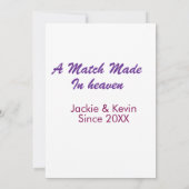 A match made in heaven purple mauve since year nam 招待状 (裏面)