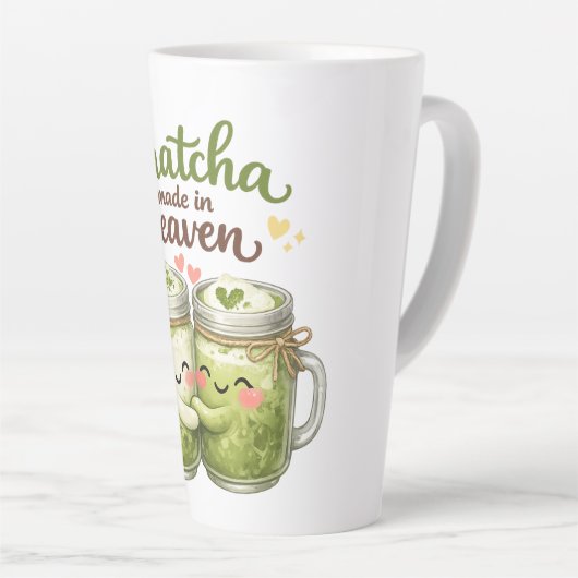 A Matcha Made in Heaven Cute Funny Pun カフェラテマグ (右アングル)
