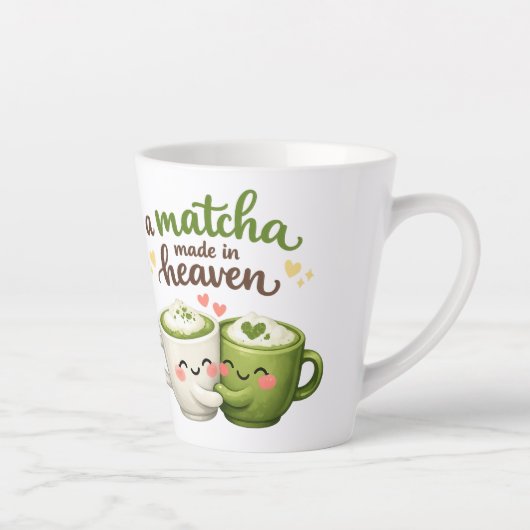 A Matcha Made in Heaven Cute Funny Pun カフェラテマグ (右)