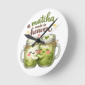 A Matcha Made in Heaven Cute Funny Pun ラウンド壁時計 (傾斜)