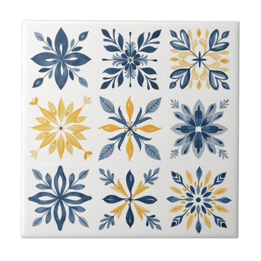 A Mediterranean Tile Design with Floral Geometric  タイル (正面)