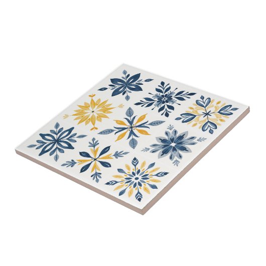 A Mediterranean Tile Design with Floral Geometric  タイル (側面)