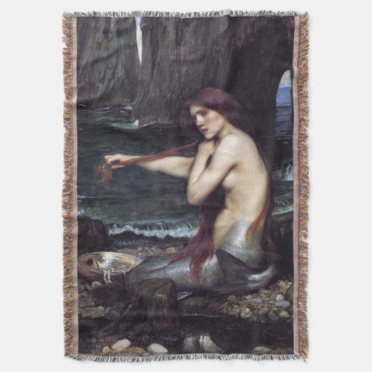 A Mermaid by J W Waterhouse, 1901 スローブランケット (正面縦)