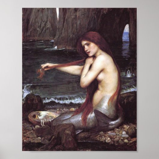 A Mermaid by J W Waterhouse, 1901 Decopageプリント ポスター (正面)
