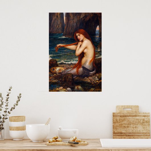 A Mermaid by John William Waterhouse ポスター (キッチン)
