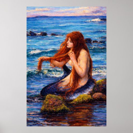 A Mermaid by John William Waterhouse ポスター (正面)
