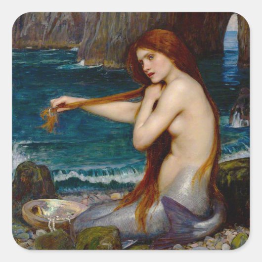 A Mermaid, c. 1900 by John Waterhouse スクエアシール (正面)