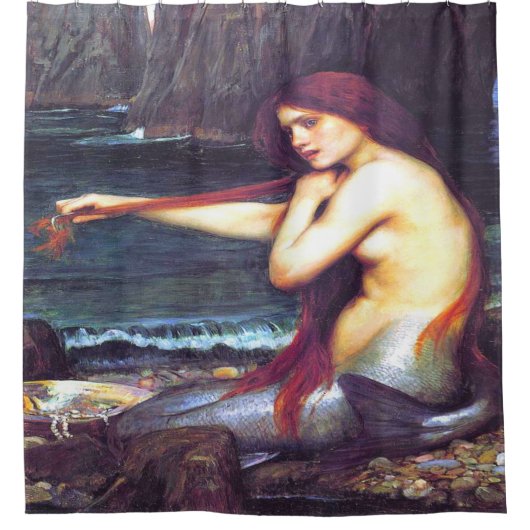 A Mermaid John William Waterhouse シャワーカーテン (正面)
