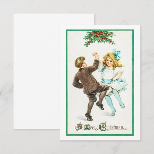 A Merry Christmas Children Dancing Card 招待状 (正面/裏面)