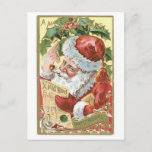 A Merry Christmas - Happy Hours シーズンポストカード<br><div class="desc">This is one of many charming, classic and vintage Christmas or Holiday greeting cards brought to you by Scenesfromthepast.net. From the turn of the last century, these cards feature Victorian-era images of Santa Claus, children, flowers, and much more. Step back in time and celebrate your Christmas of today with memories...</div>