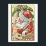A Merry Christmas - Happy Hours シーズンポストカード<br><div class="desc">This is one of many charming, classic and vintage Christmas or Holiday greeting cards brought to you by Scenesfromthepast.net. From the turn of the last century, these cards feature Victorian-era images of Santa Claus, children, flowers, and much more. Step back in time and celebrate your Christmas of today with memories...</div>