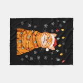A Merry Christmas Lights Snowflake Ginger Cat Oran フリースブランケット (正面(横))