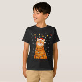 A Merry Christmas Lights Snowflake Ginger Cat Oran Tシャツ (正面フル)