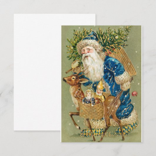 A Merry Christmas With Santa and Reindeer 招待状 (正面/裏面)