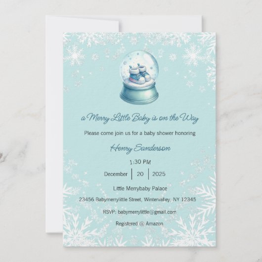 A Merry Little Baby is on the Way Invitation 招待状 (正面)