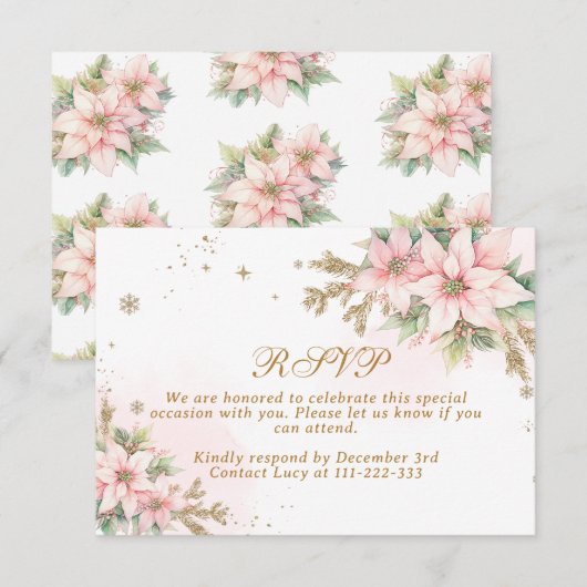 A merry Little Baby Shower Blush Winter RSVP card サンキューカード (正面/裏面)