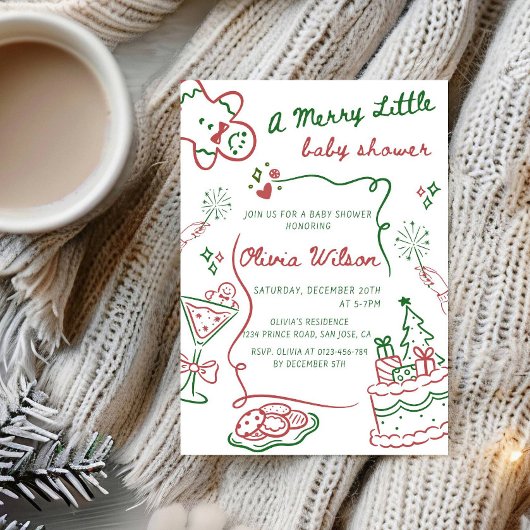A Merry Little Baby Shower - Christmas Baby Shower 招待状