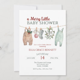 A Merry Little Baby Shower Christmas Clothes 招待状