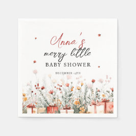 A Merry Little Baby Shower Christmas Florals スタンダードカクテルナプキン