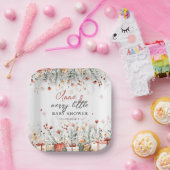 A Merry Little Baby Shower Christmas Florals ペーパープレート (パーティー)