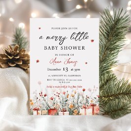 A Merry Little Baby Shower Christmas Florals 招待状
