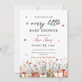 A Merry Little Baby Shower Christmas Florals 招待状 (正面)