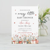 A Merry Little Baby Shower Christmas Florals 招待状 (スタンド正面)