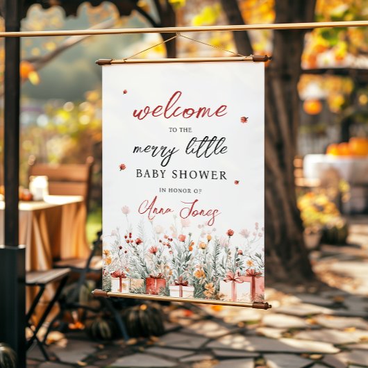 A Merry Little Baby Shower Christmas Welcome sign ポスター