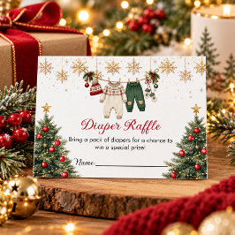 A Merry Little Baby Shower Diaper Raffle エンクロージャーカード