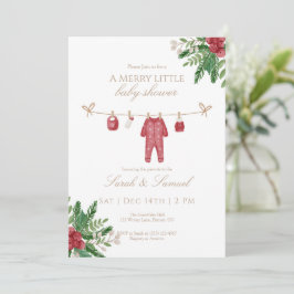 A Merry Little Baby Shower Pajamas Invitation サンキューカード