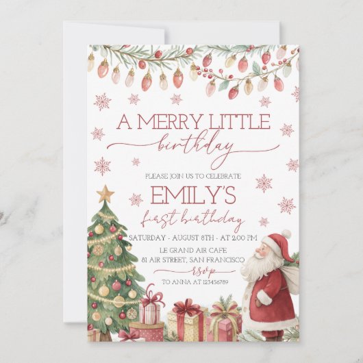 A Merry Little Birthday Invitation 招待状 (正面)