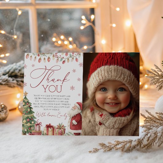 A Merry Little Birthday Photo Thank You 招待状