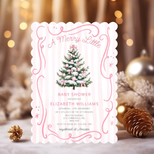 A Merry Little  Christmas Baby Shower 招待状
