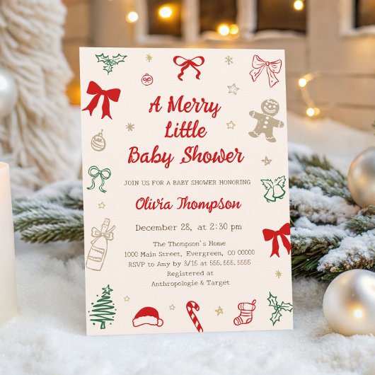 A Merry Little Christmas Baby Shower  招待状