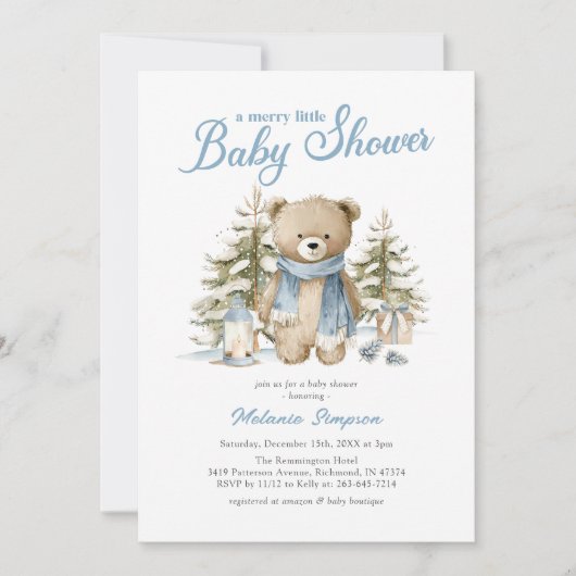 A Merry Little Christmas Baby Shower 招待状 (正面)