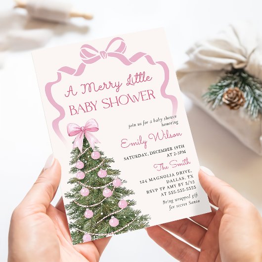 A Merry Little Christmas Baby Shower Invitation 招待状