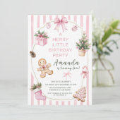 A Merry Little Christmas Birthday Party Girl Pink  招待状 (スタンド正面)