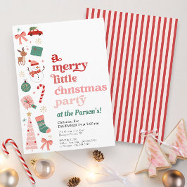 A Merry Little Christmas Party Pink and Red Modern 招待状