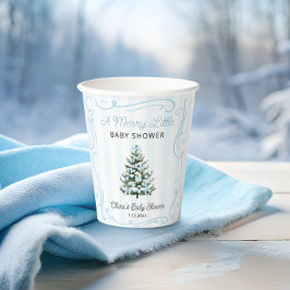 A Merry Little Christmas Tree Blue Baby Shower 紙コップ
