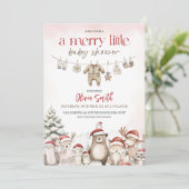 A merry little clothesline woodland baby shower 招待状 (スタンド正面)