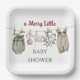 A Merry Little Girl Baby Shower Christmas Clothes ペーパープレート