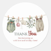 A Merry Little Girl Christmas Clothes Thank You ラウンドシール (正面)