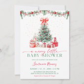 A Merry Little Holiday Christmas Tree Baby Shower 招待状 (正面)