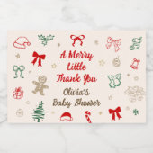 A Merry Little Thank You Christmas Baby Shower スパークリングワインラベル (シングルラベル)