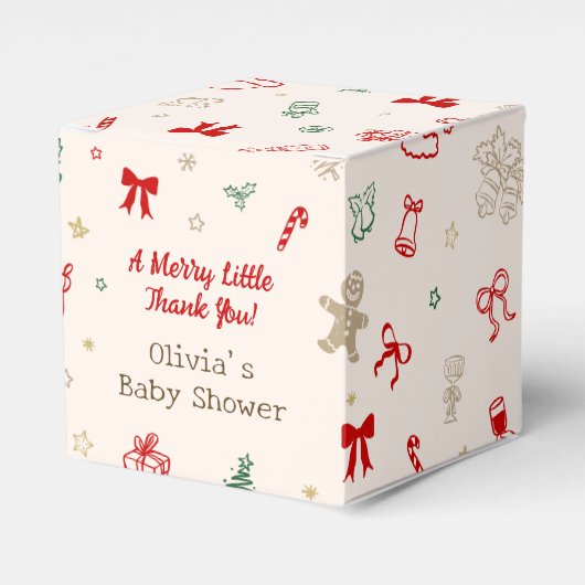 A Merry Little Thank You Christmas Baby Shower フェイバーボックス (正面サイド)