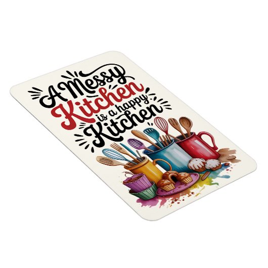 A Messy Kitchen Is A Happy Kitchen Magnet マグネット (右側)