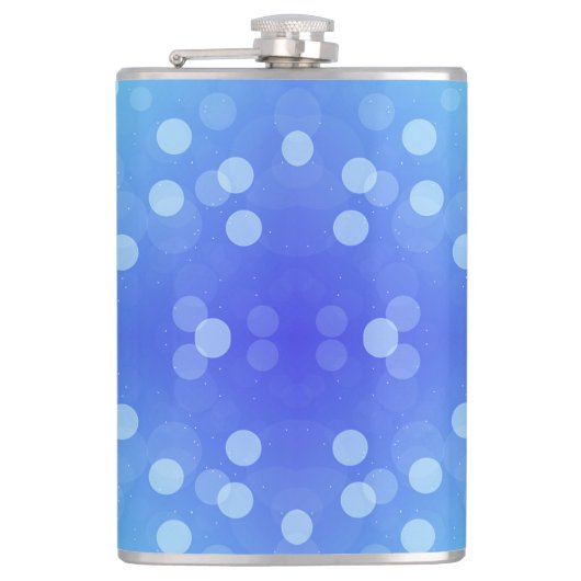 A metal flask featuring a vibrant blue background  フラスク (正面)
