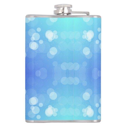 A metal flask featuring a vibrant blue background  フラスク (裏面)