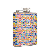 A metal flask with a vibrant geometric pattern フラスク (右)