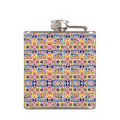 A metal flask with a vibrant geometric pattern フラスク (裏面)